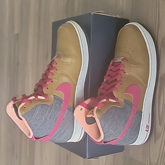 Nike Air Force 1 High '07 Ale Brown/Noble Red/Denim Leather Sneaker - Picture 2 of 9